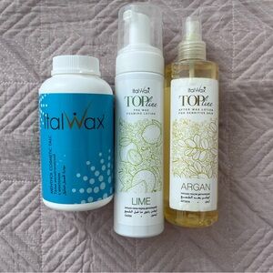 Italwax pre and after care products include the Talc powder.